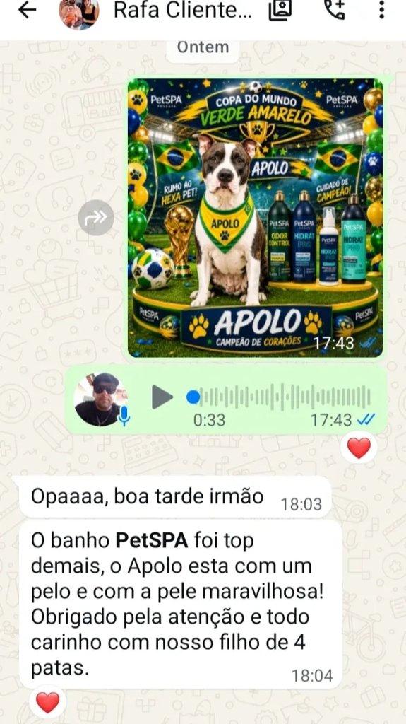 Depoimento de Rafa sobre o banho PetSPA do cão Apolo