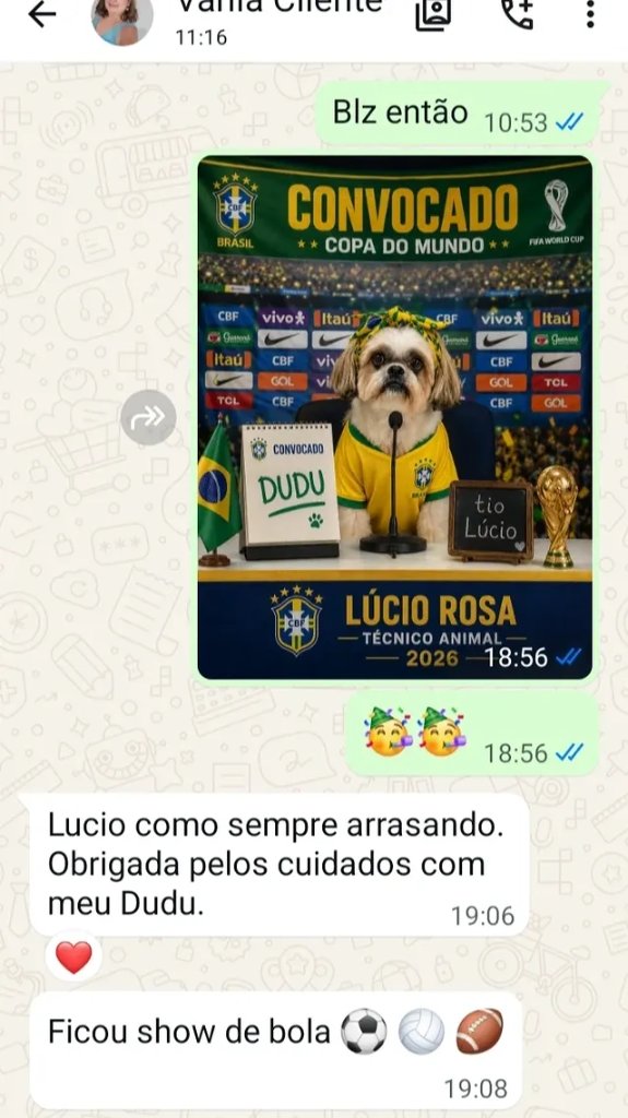 Depoimento de Vânia elogiando o atendimento do pet Dudu