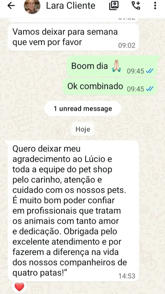 Depoimento de Lara agradecendo pelo carinho e dedicação com os pets